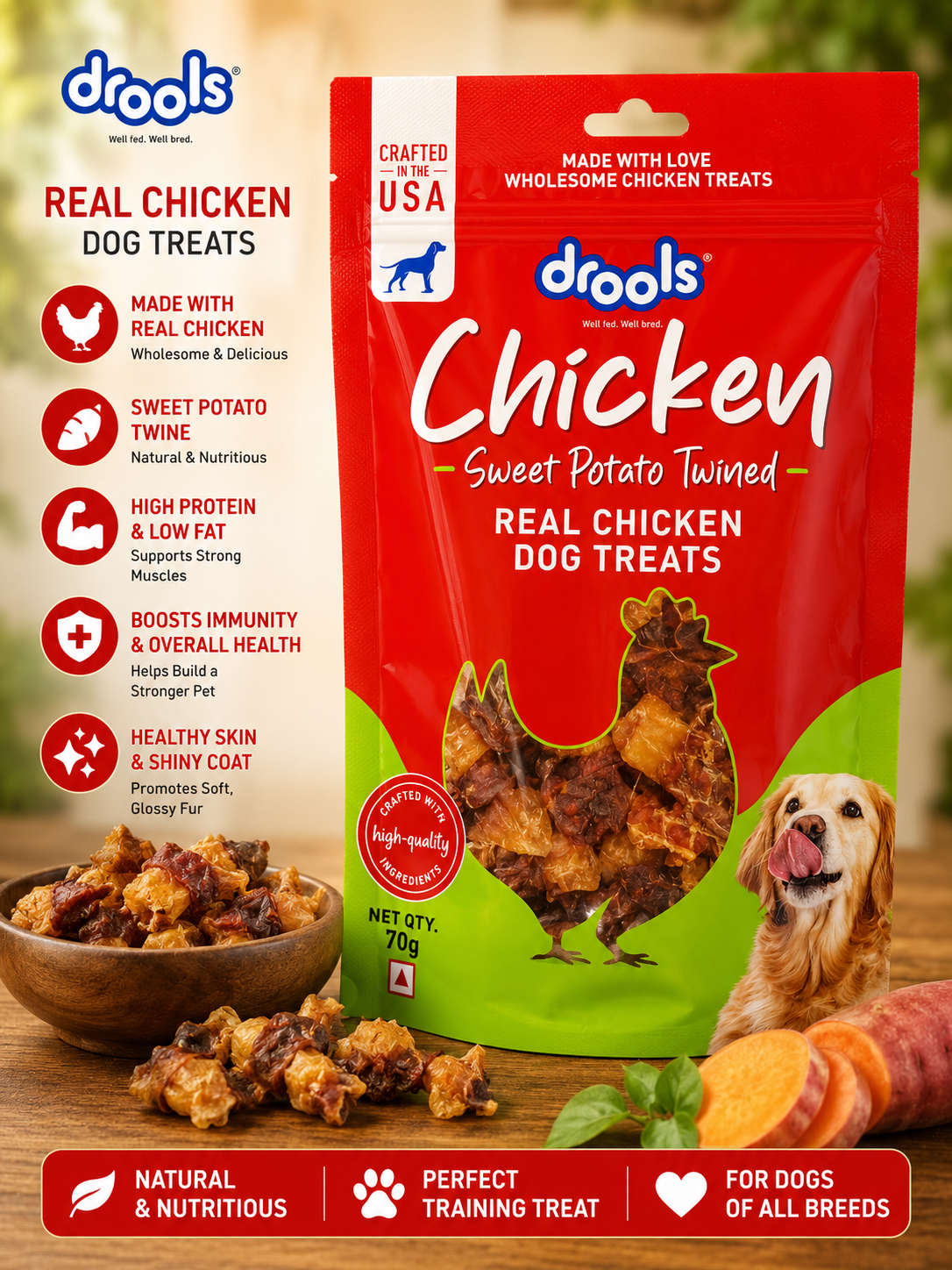 DROOLS CHICKEN SWEET POTATO TWINNED 70gm